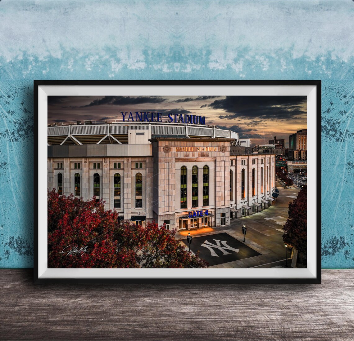 Yankee Stadium Autumn Sunset Baseball Art Print