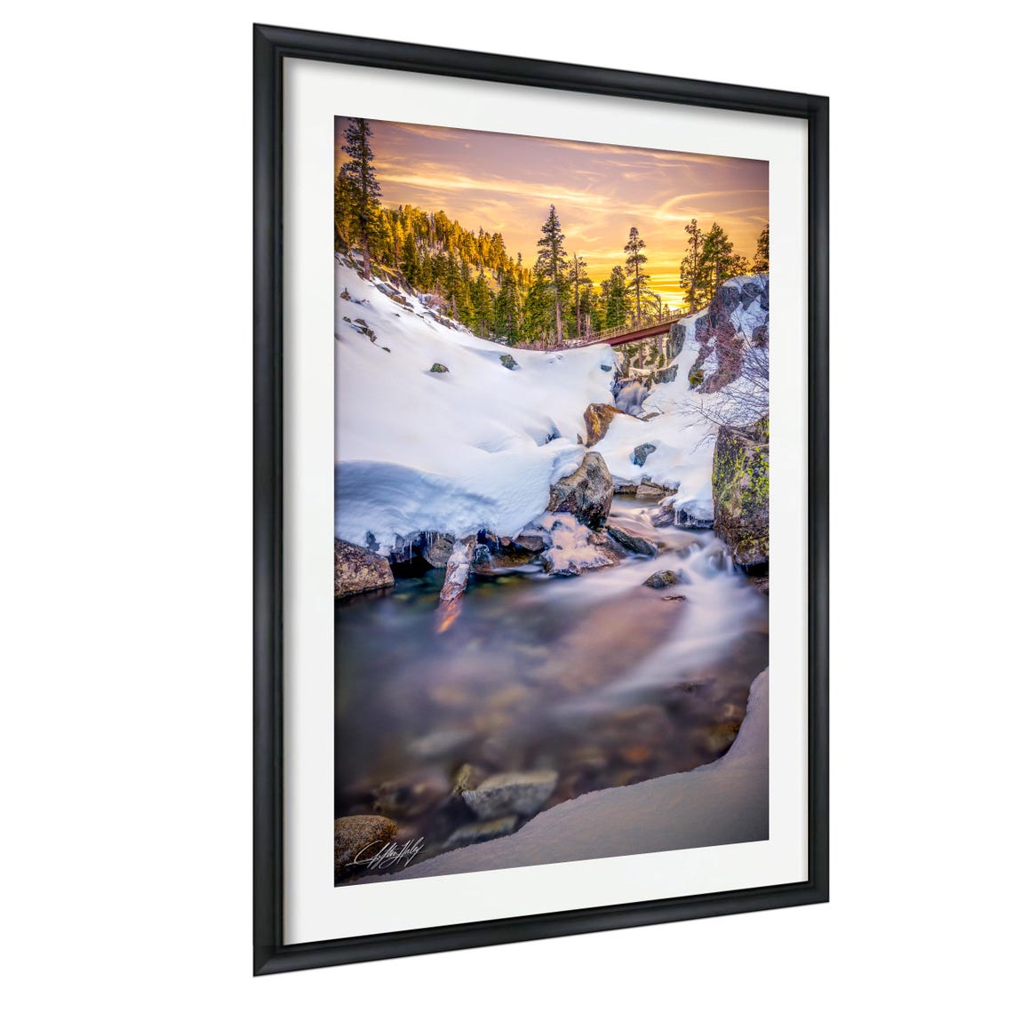 Eagle Falls Winter Snowfall Scenic Lake Tahoe Waterfall Poster
