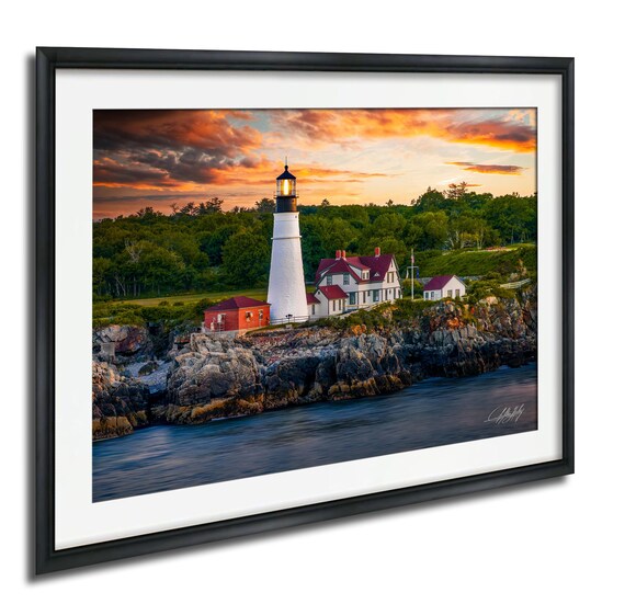 Portland Head Light Sunset Maine Coastal Lighthouse Photography Poster
