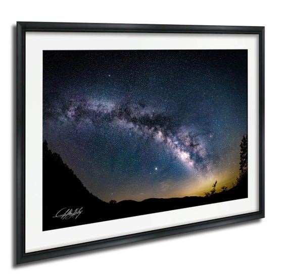 Milky Way Night Sky Art Print, Mountain Landscape