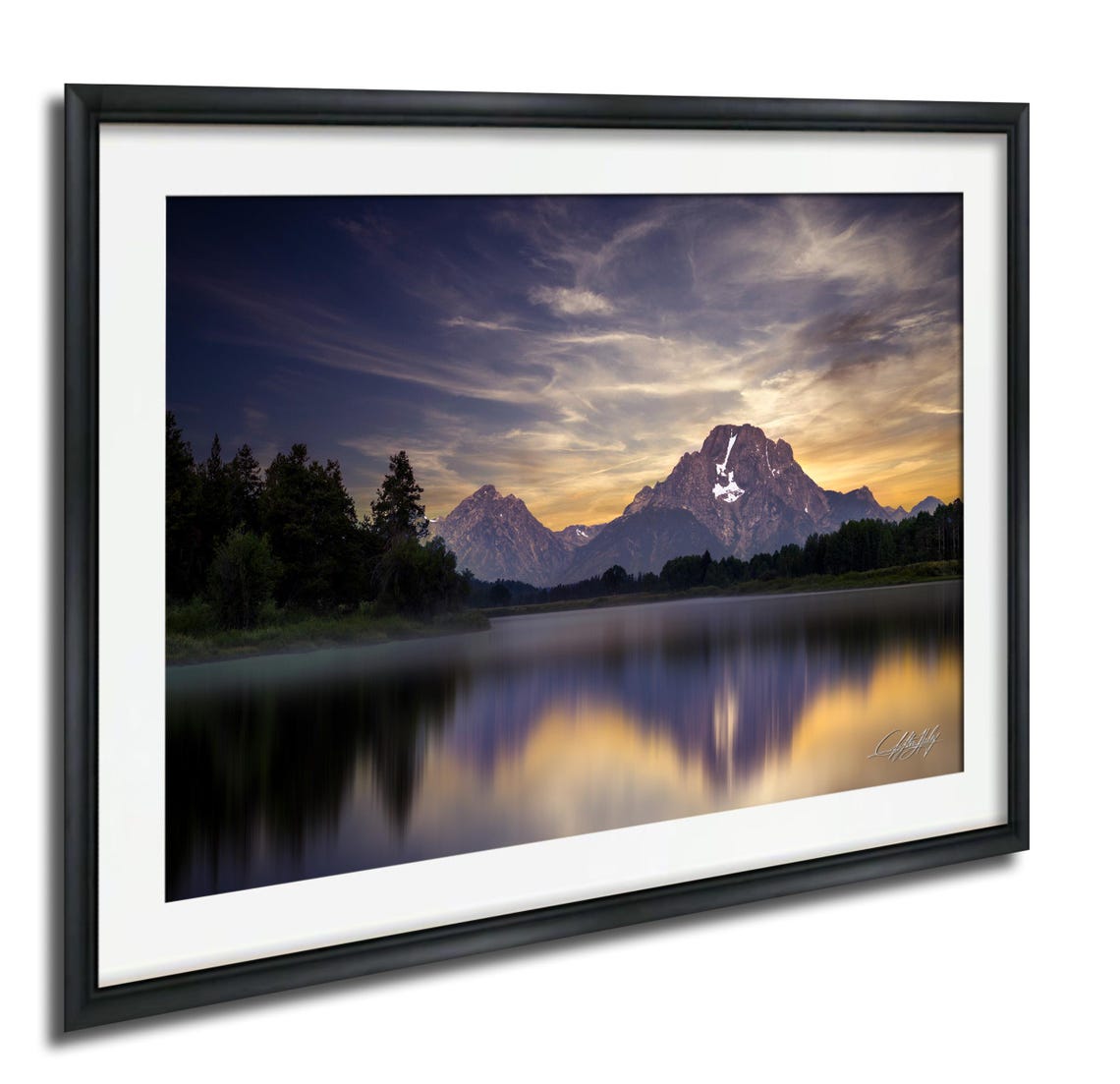 Oxbow Bend Dusk Reflection Of Grand Teton Peaks River Poster