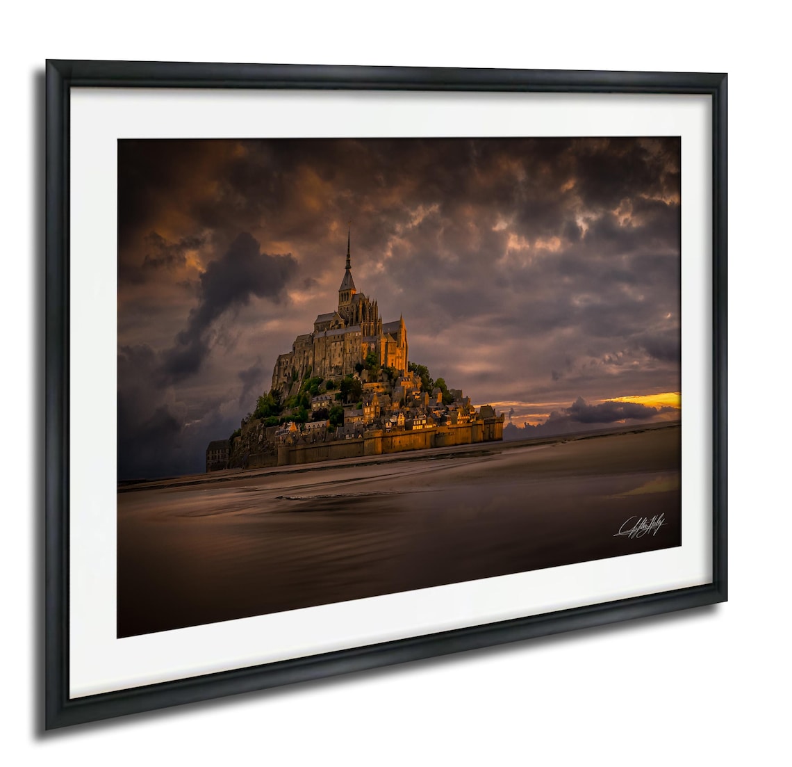Mont Saint-Michel Sunrise Reflection Travel Poster