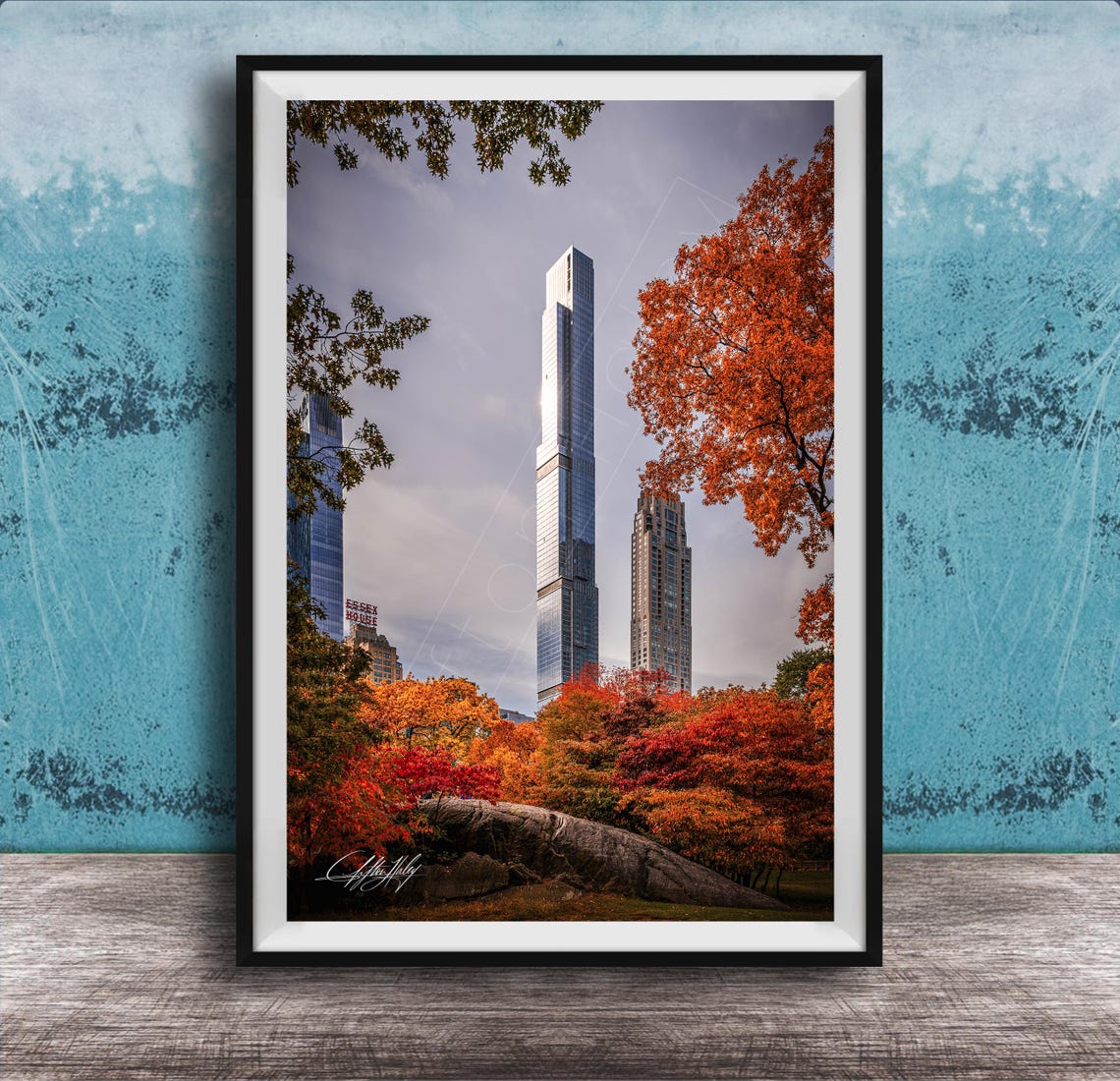 Manhattan Central Park Tower Above Autumn Fall Skyscraper Print