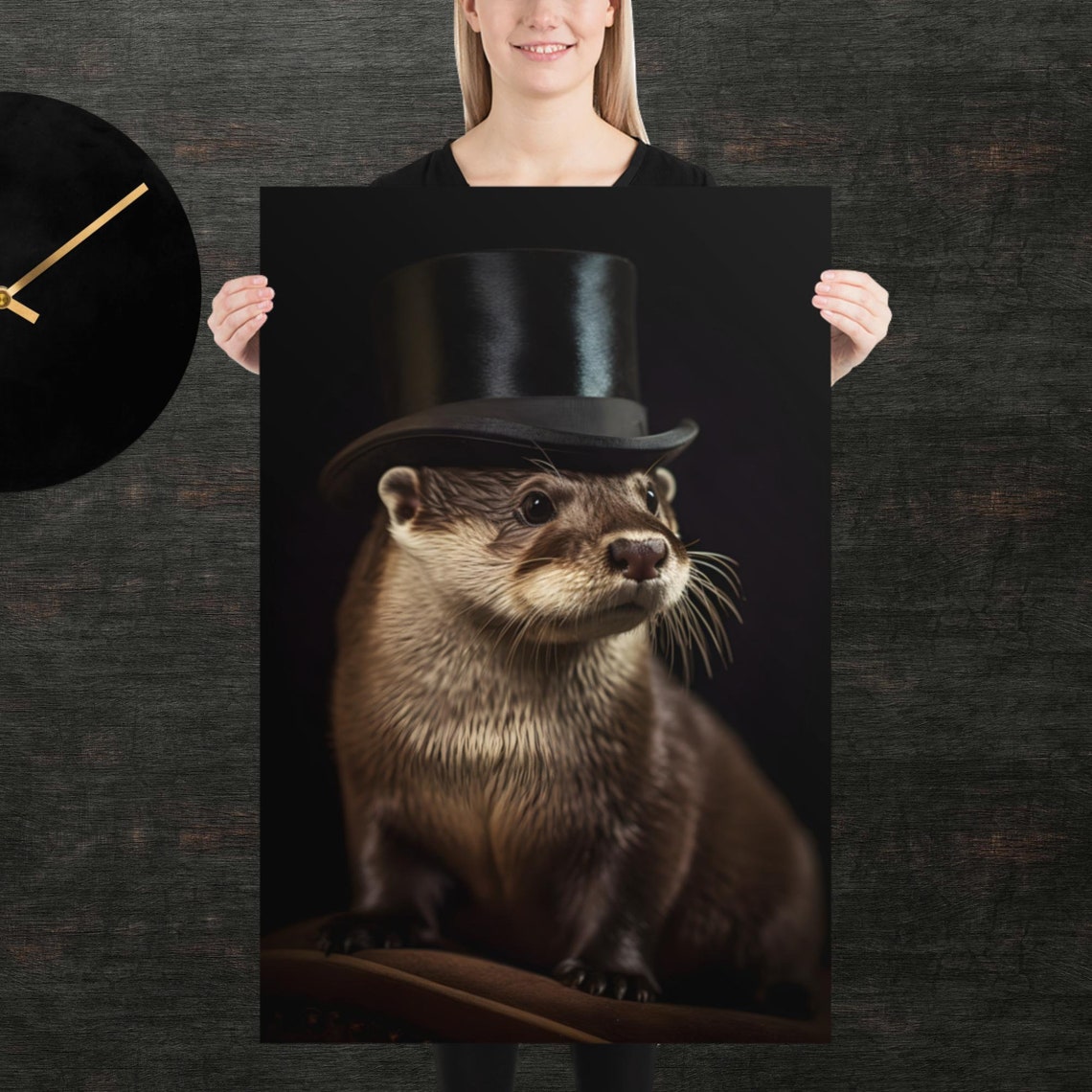 Tophat Otter Cute Animal Poster Fancy Portrait Unique Art
