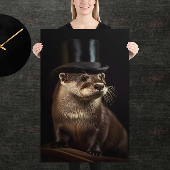 Tophat Otter Cute Animal Poster Fancy Portrait Unique Art