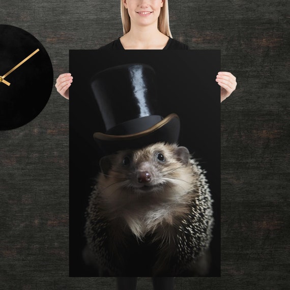 Tophat Hedgehog Cute Animal Poster Fancy Portrait Unique Art