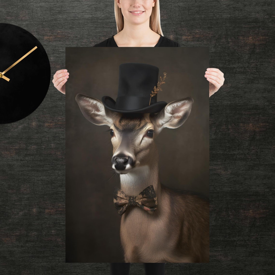 Tophat Deer Cute Animal Poster Fancy Portrait Unique Art