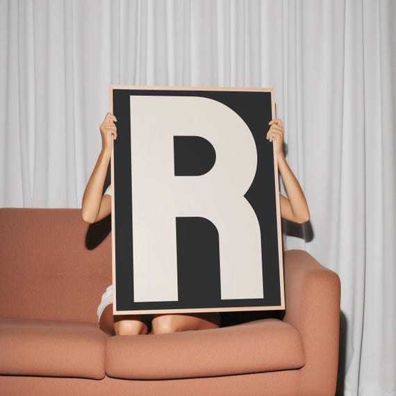 R Print My Type Of A Z Wall Print Retro Wall Art Trendy Wall Art Typography Letters Letter Print Gift Art R