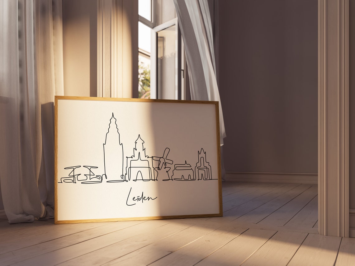 Leiden Skyline Horizontal Art Skyline Home Decor Instant Leiden Travel Wall Art Wall Art - Image 4