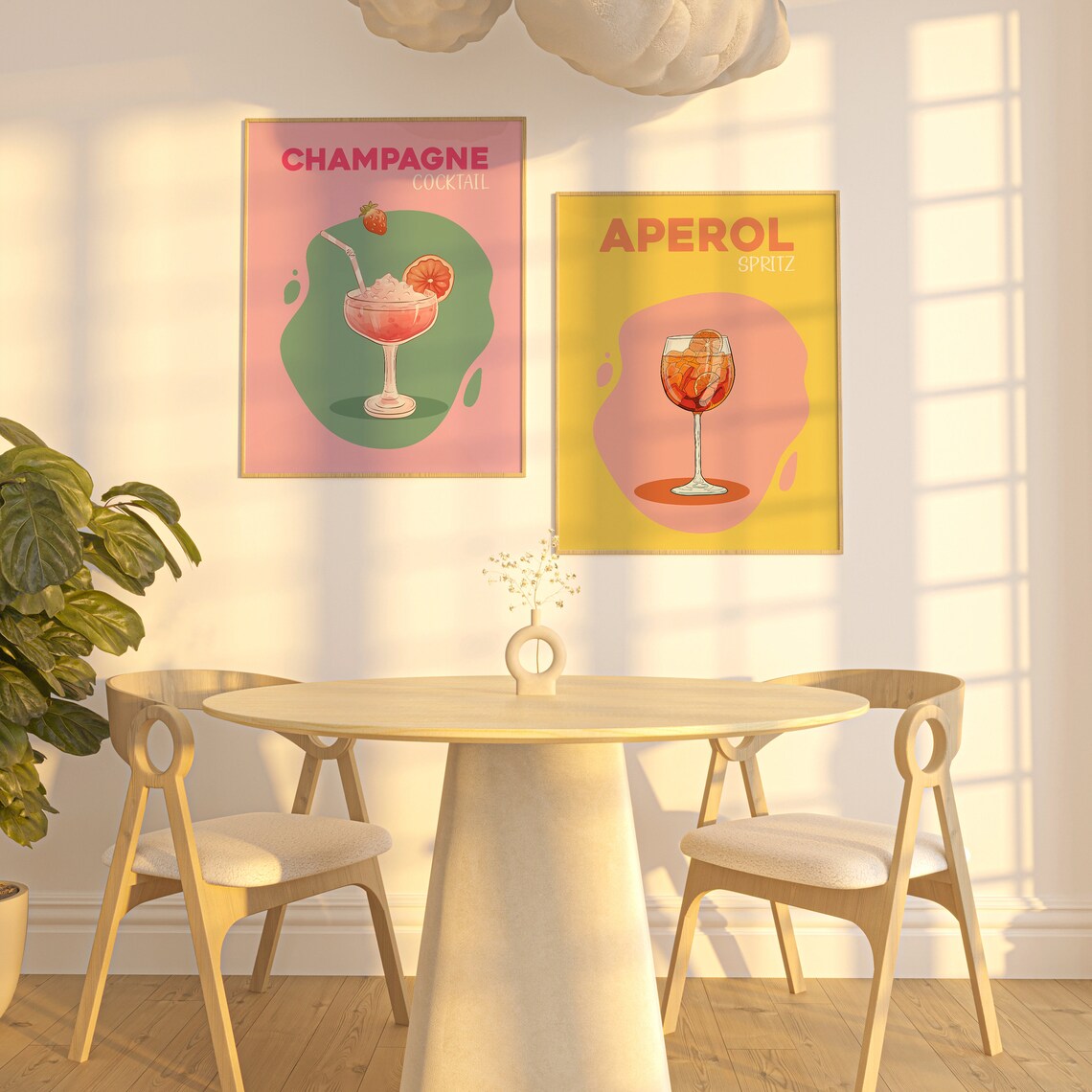 Aperol Spritz Orange Yellow Retro Cocktail Bar Cart Wall Art - Image 4