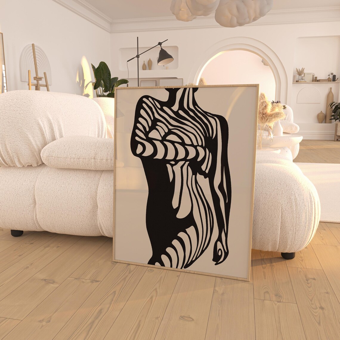 Female Silhouette Line Art, Modern Abstract Art Print