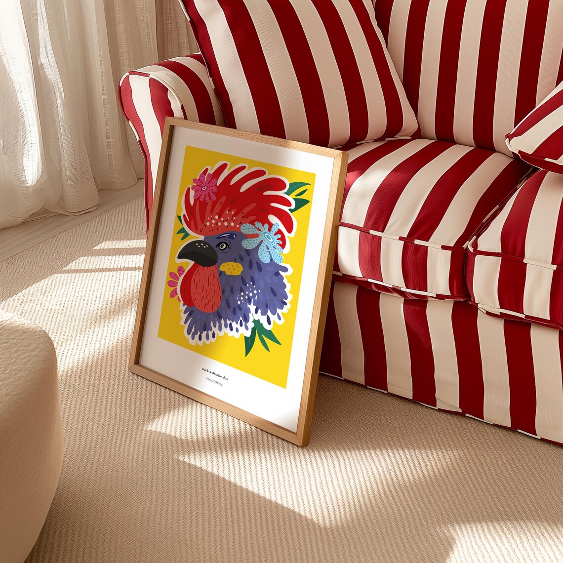 Cock a Doodle Doo Rooster Quote Bold Yellow Farm Animal Art Poster - Image 4