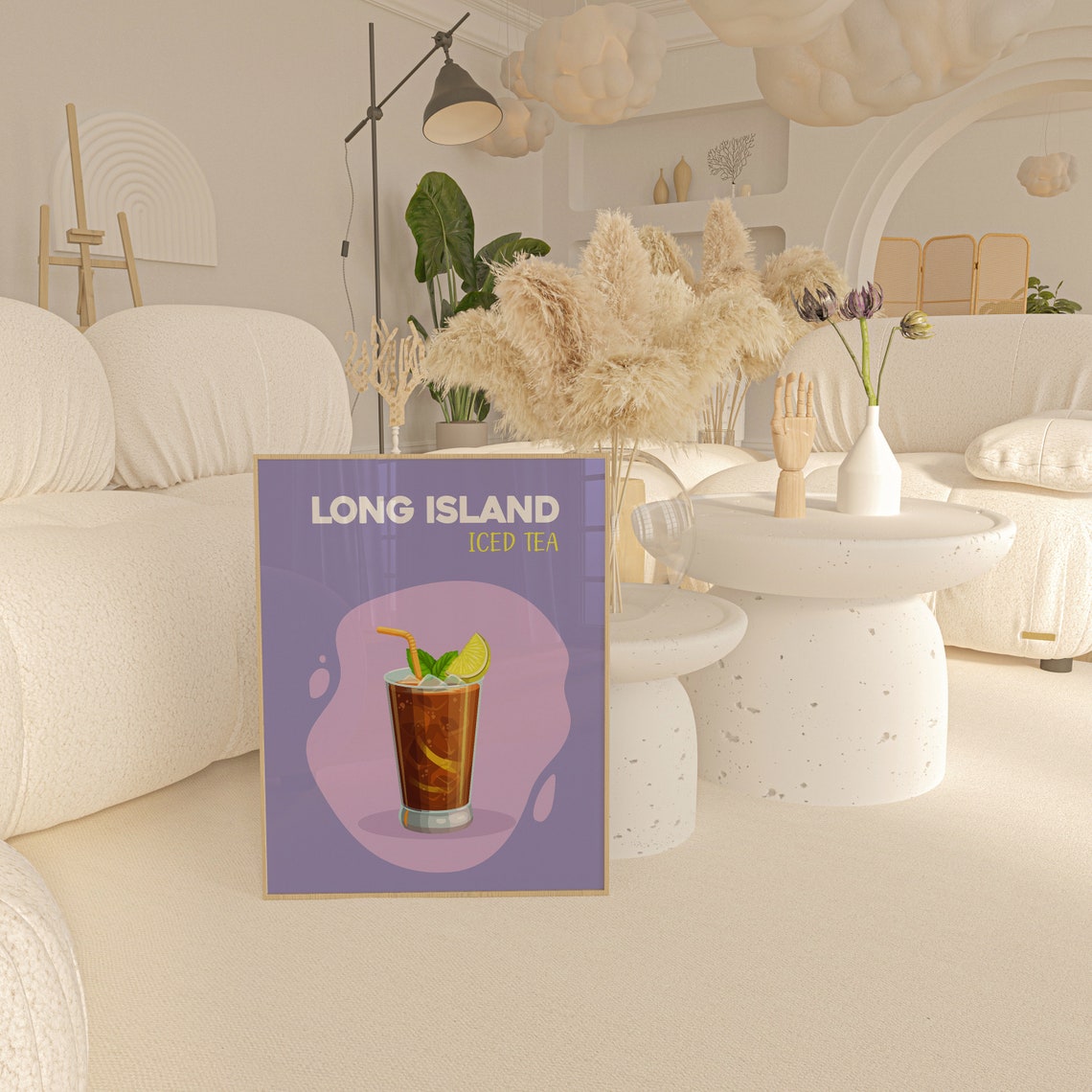 Long Island Iced Tea Purple Retro Cocktail Bar Sign Wall Art - Image 4