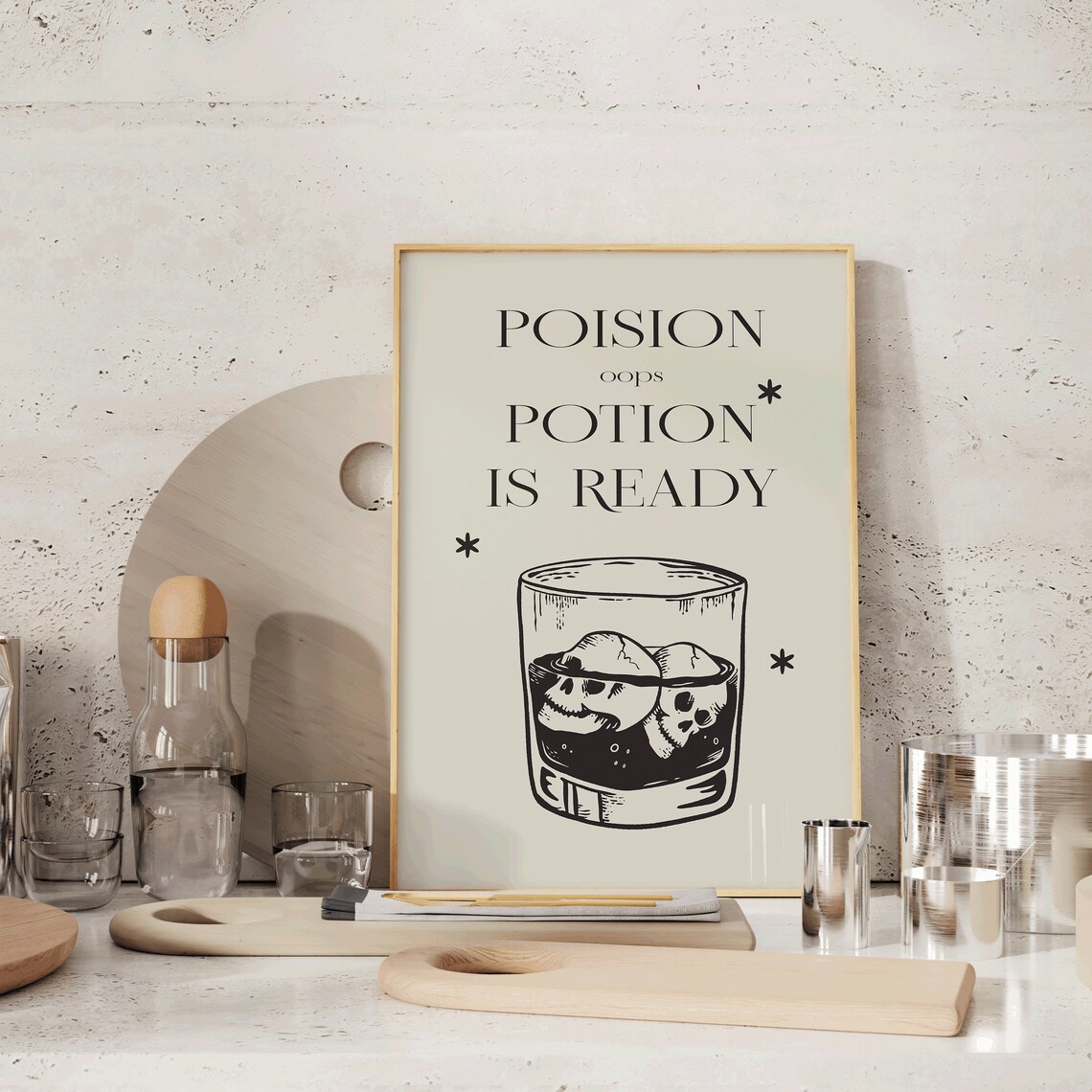 Poison Oops Potion Is Ready Funny Skull Cocktail Halloween Bar Quote Print - Image 4