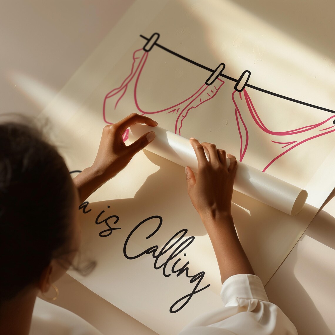 Minimalist Bikini Art, Summer Beach Line Drawing - Image 3