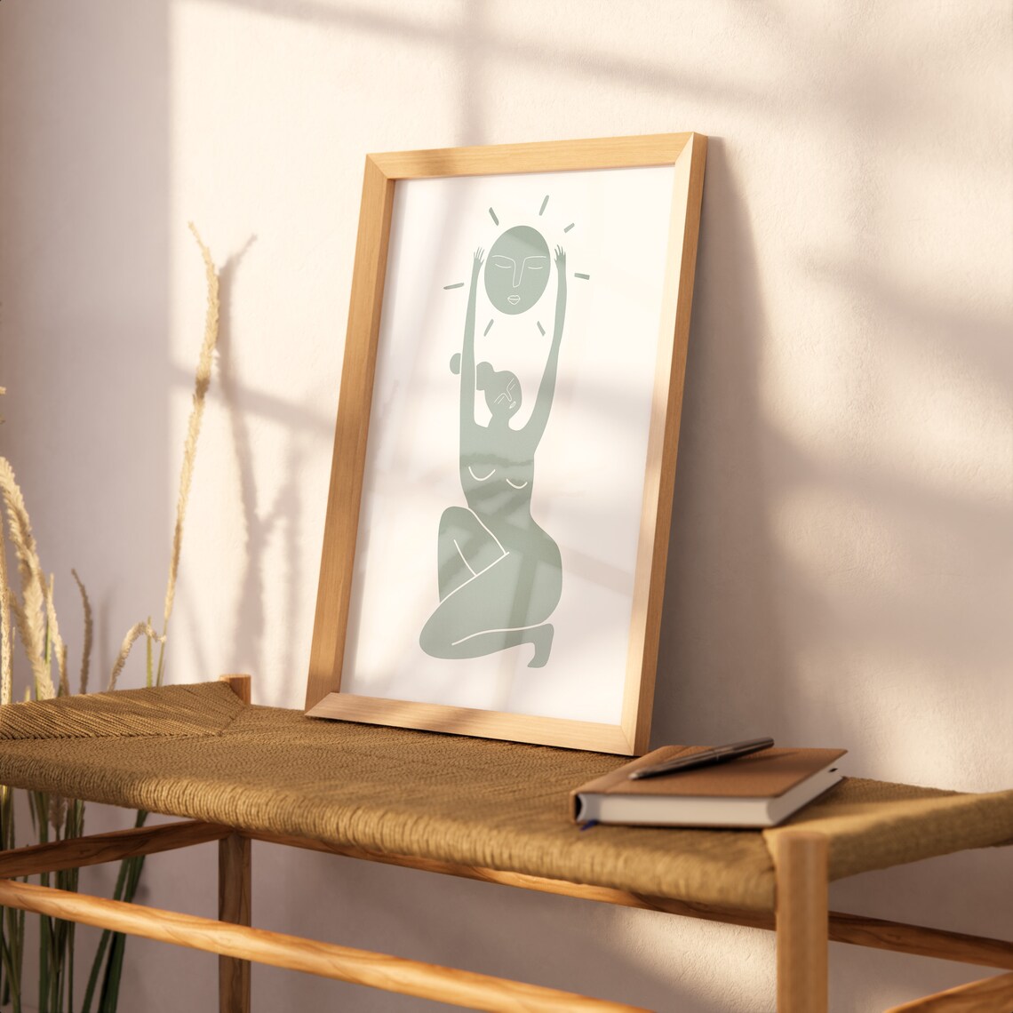 Green Woman Sun Sage Matisse Style Cut Out Abstract Art Poster - Image 2