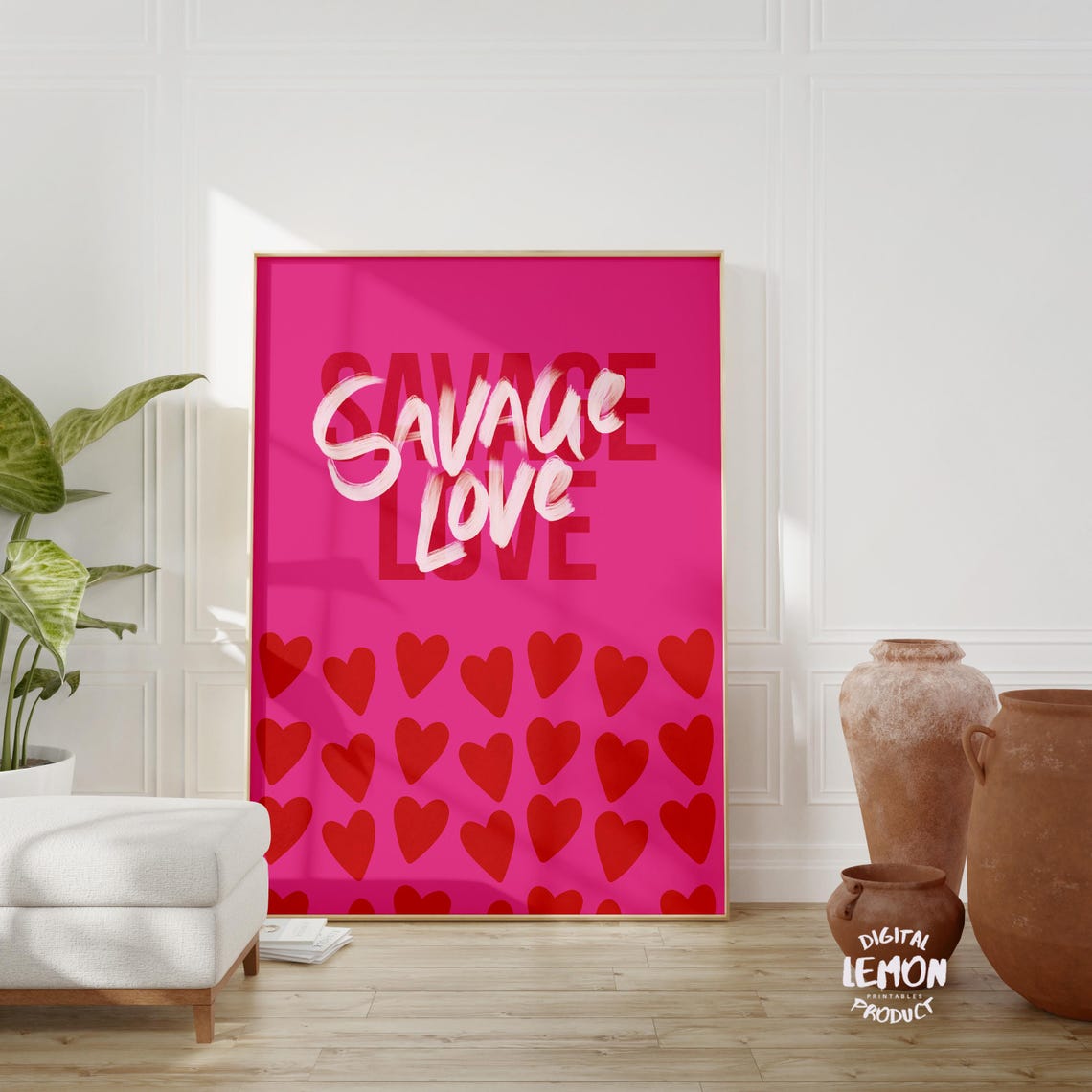 Valentines Day Savage Love Wall Art Bold Heart Design Romantic For Home Decor