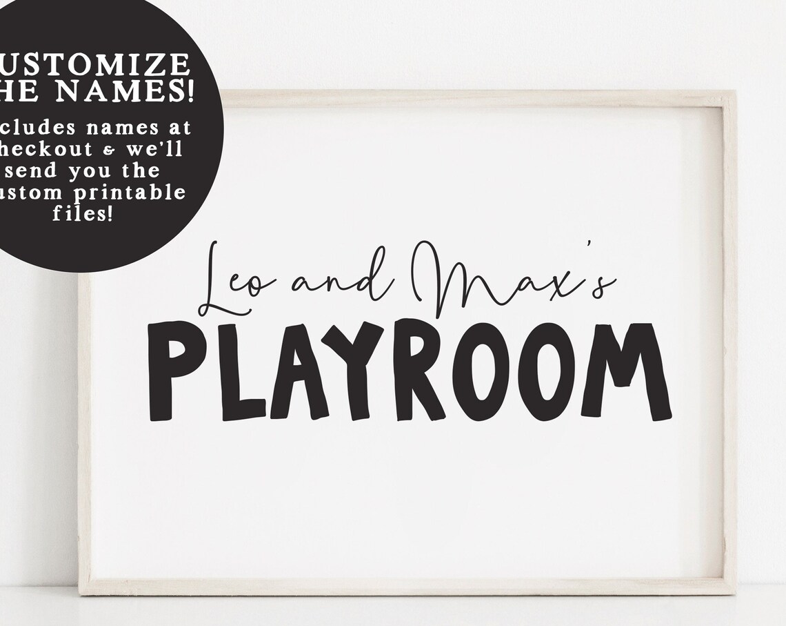 Custom Playroom Name Sign Personalized Kids Door Decor Poster