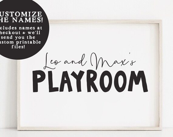 Custom Playroom Name Sign Personalized Kids Door Decor Poster