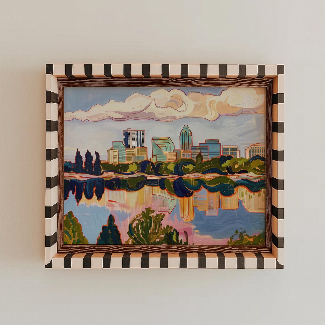 Austin Texas Skyline Travel Poster, Desert Painting
