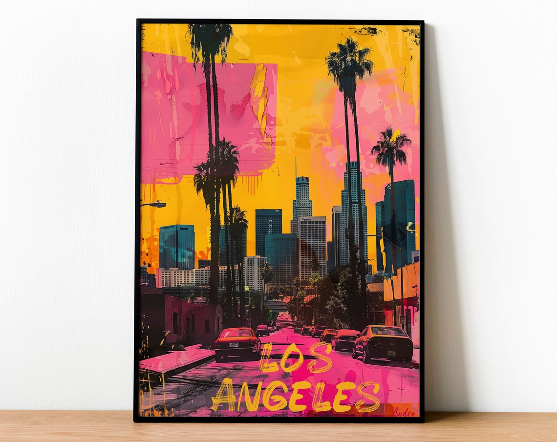 Los Angeles Travel Poster, Cityscape Painting