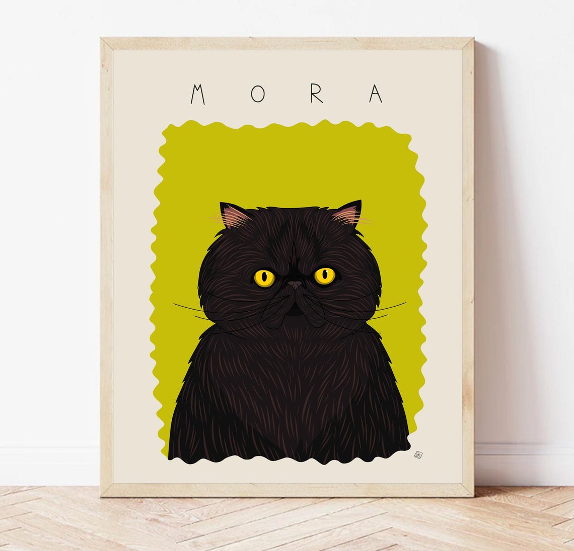 Boomer Brown Tabby and White Cat Gold Eyes Named Portrait Poster - Image 2