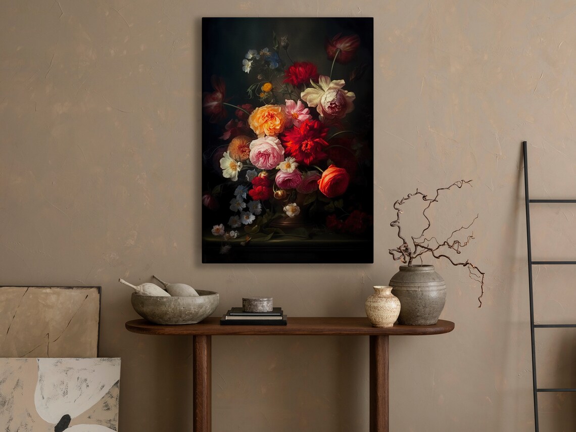 Wild Flower Still Life Painting Flower Art Print Dark Flowers Print Gothic Art Print Dark Academia Art Print Dark Flowers Poster - Image 3