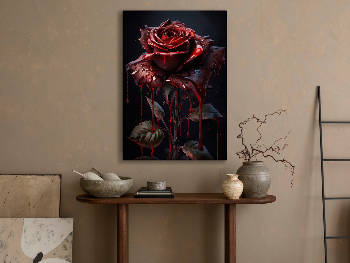 Vintage Dark Roses Still Life Art Print, Gothic Dark Academia - Image 4