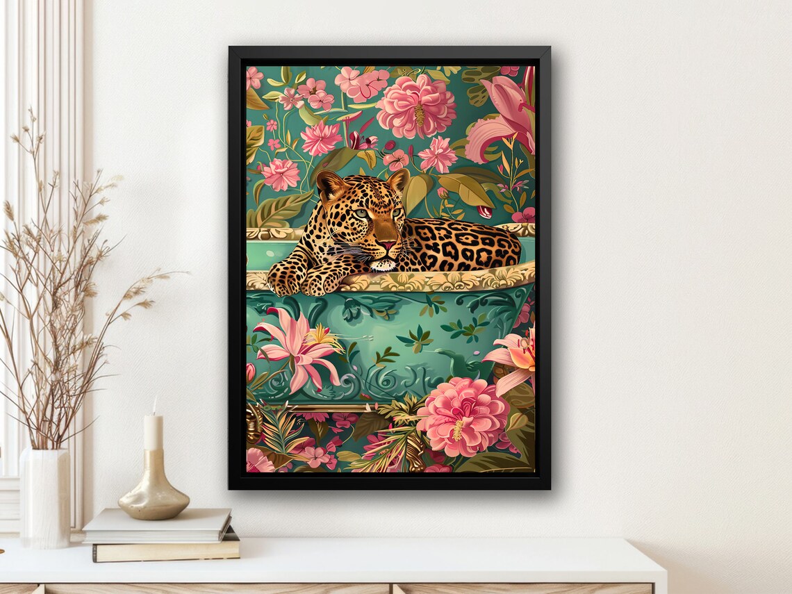 Matisse-Inspired Leopard in Bathtub Poster Print - Image 3