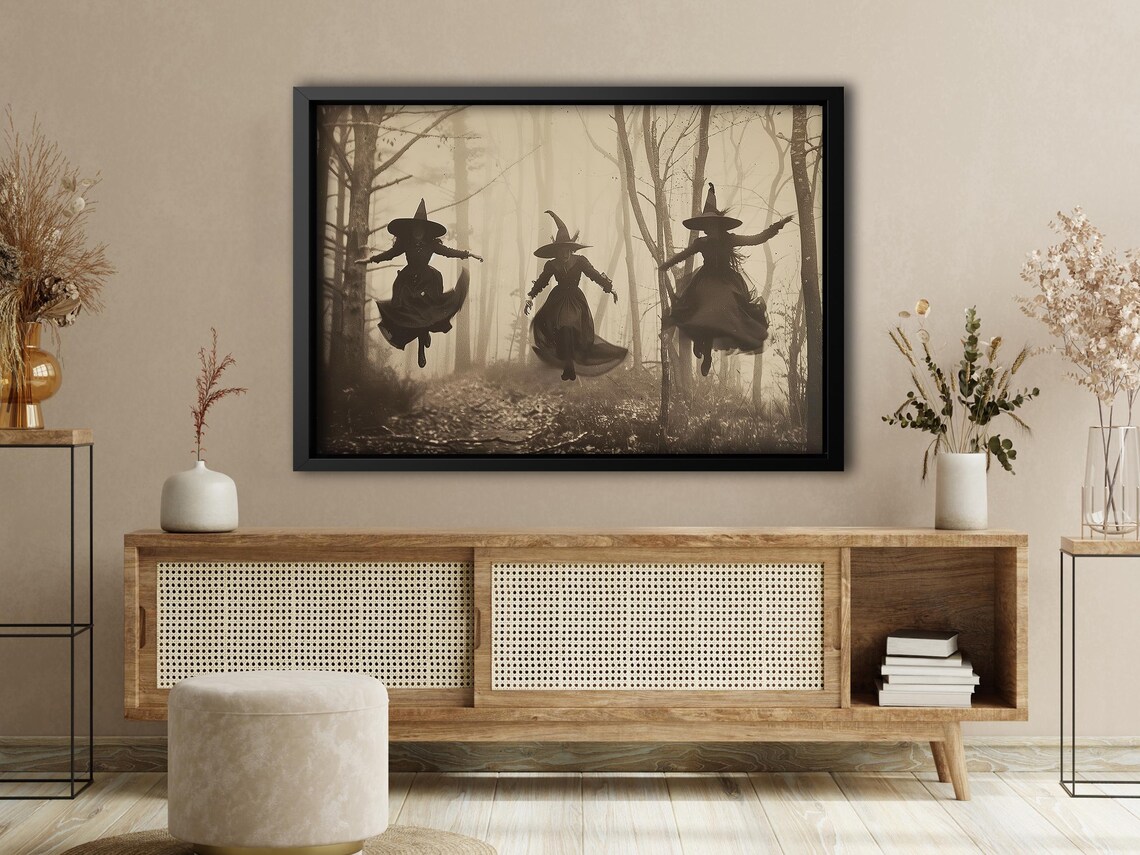 Classic Witch Flying Under Moon, Halloween Art Print - Image 4