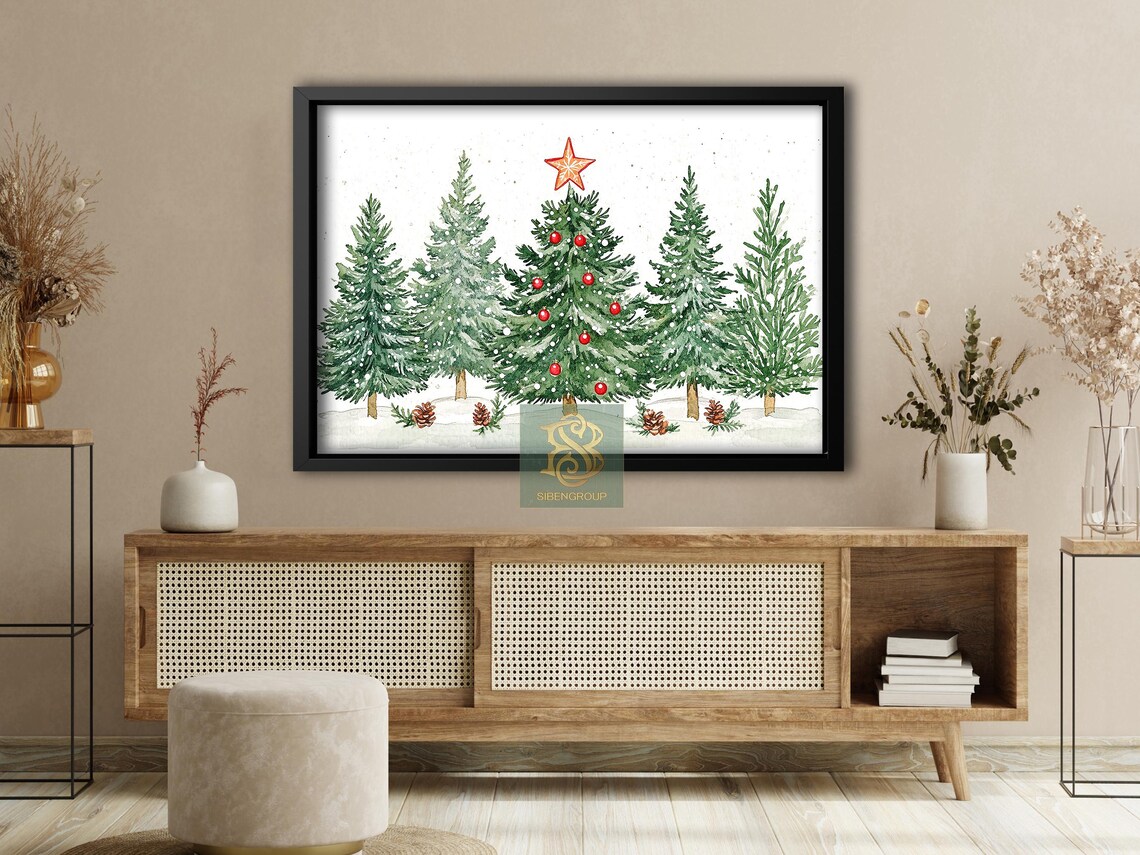 Vintage Christmas Tree Art Print, Holiday Decor - Image 4