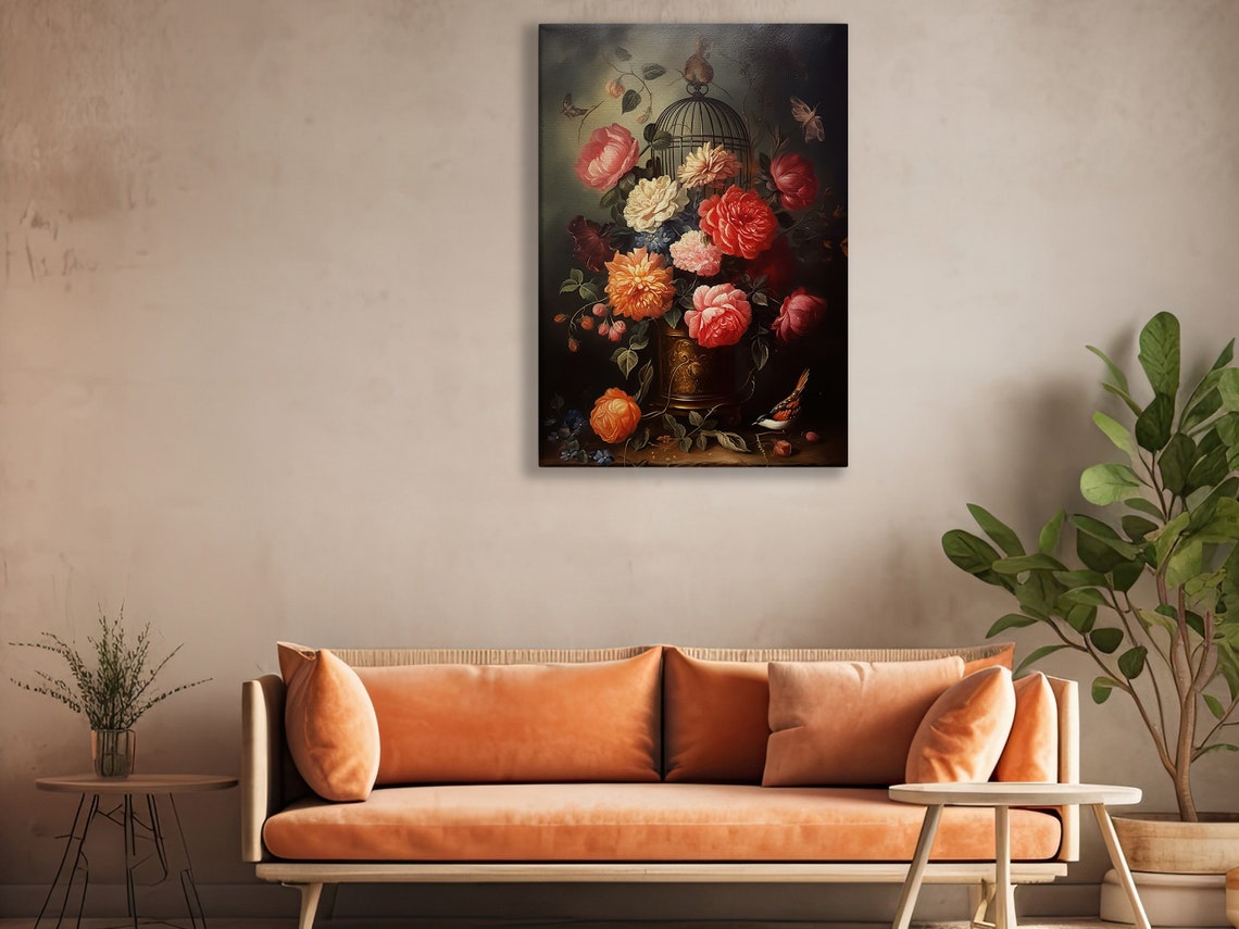 Vintage Wild Flowers Vase Art Print Dark Gothic Flowers Poster Print - Image 3
