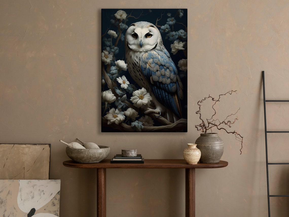 Vintage Floral Owl Painting Retro Owl Art Print Owl Print Bird Art Print Floral Animal Poster Print Wild Animal Art Print - Image 4