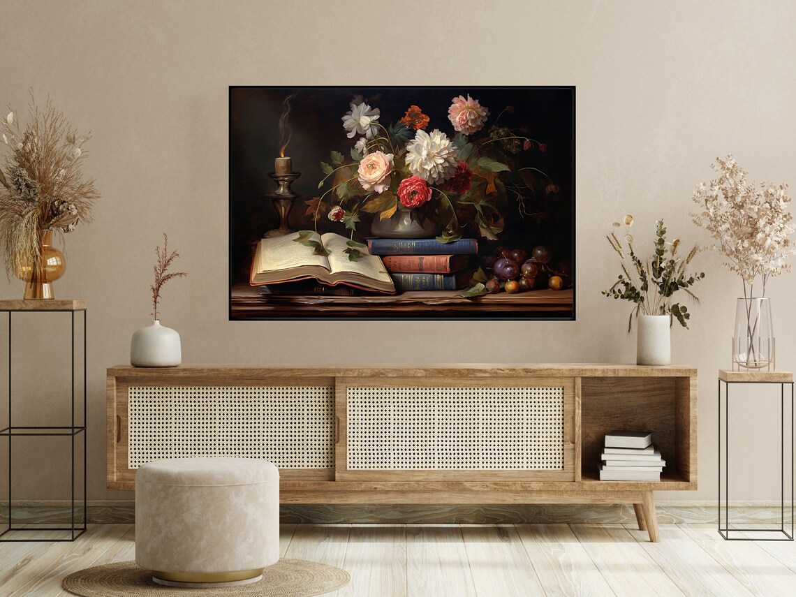 Vintage Flowers, Gothic Dark Academia Art Print - Image 4