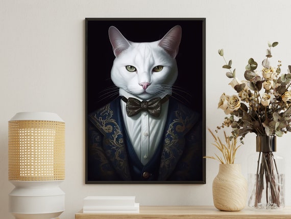 Vintage Victorian Cat Painting Renaissance Cat Art Print Cat Print Gothic Cat Art Print Cat Poster Print Cat Lovers Gift