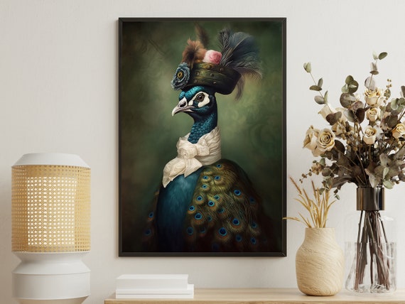 Victorian Peacock Painting Peacock Art Print Peacock Print Gothic Art Print Dark Academia Art Peacock Poster Peacock Wall Decor