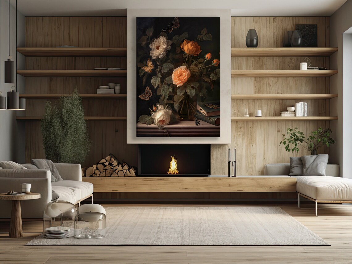 Vintage Flower Vase, Gothic Dark Academia Art Print - Image 3