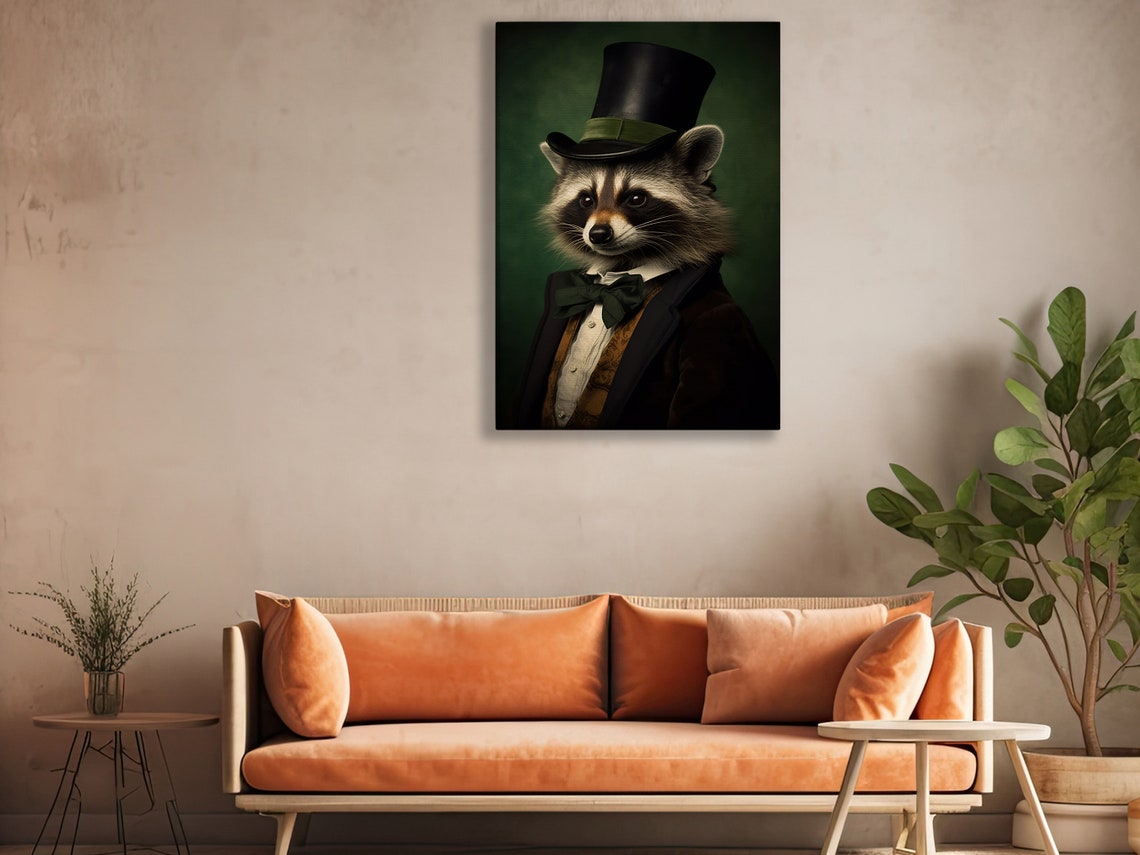 Victorian Raccoon Painting Raccoon In Suit Art Print Raccoon Man Print Gothic Art Print Dark Academia Art Raccoon Poster Print - Image 3