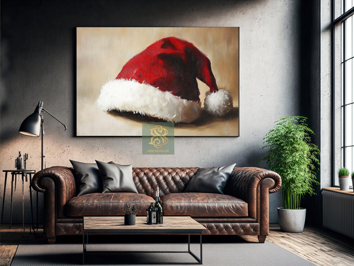 Vintage Santa Hat, Cozy Christmas Poster Print - Image 2