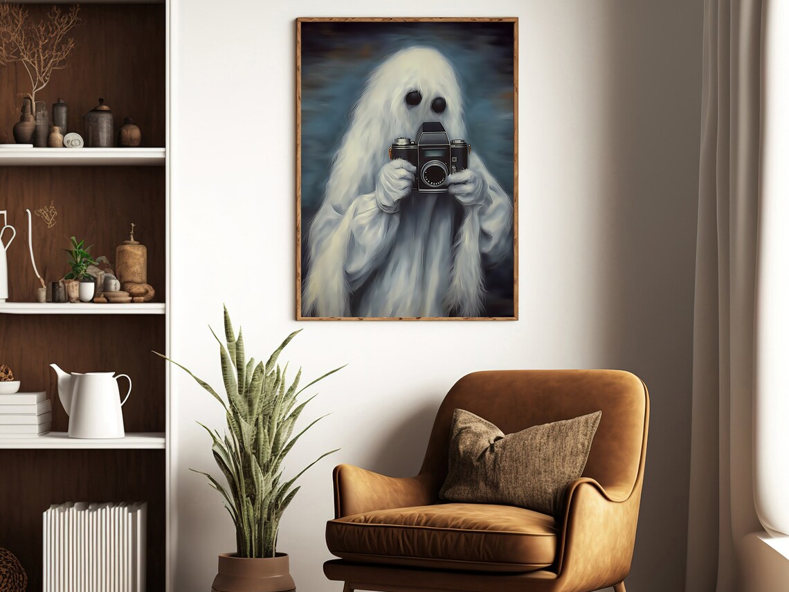 Vintage Ghost Photographer, Dark Gothic Halloween Art Print - Image 3