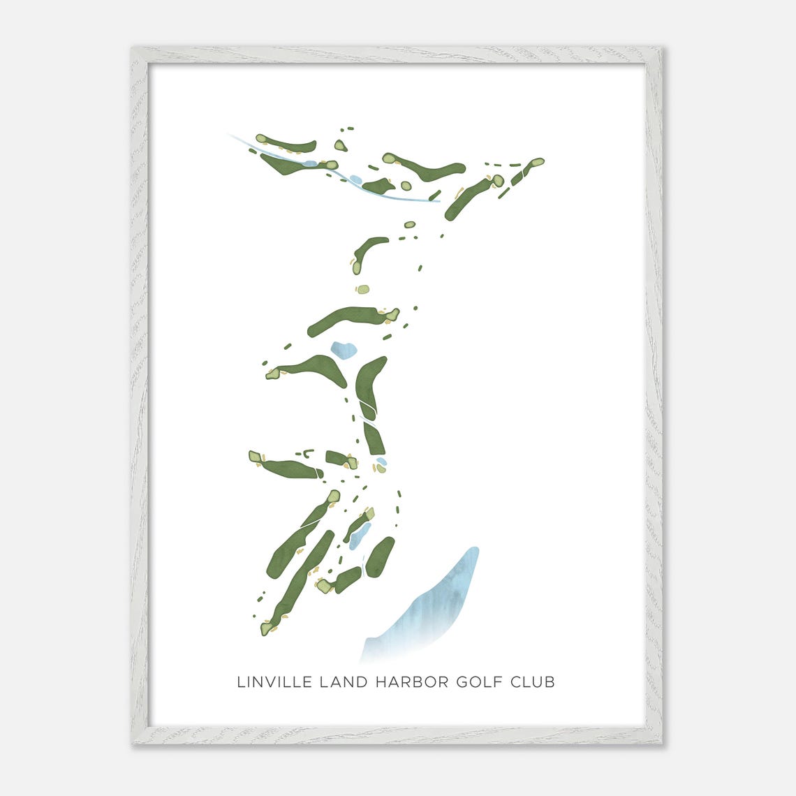 Linville Land Harbor Golf Club Minimal Watercolor Course Map Poster - Image 2