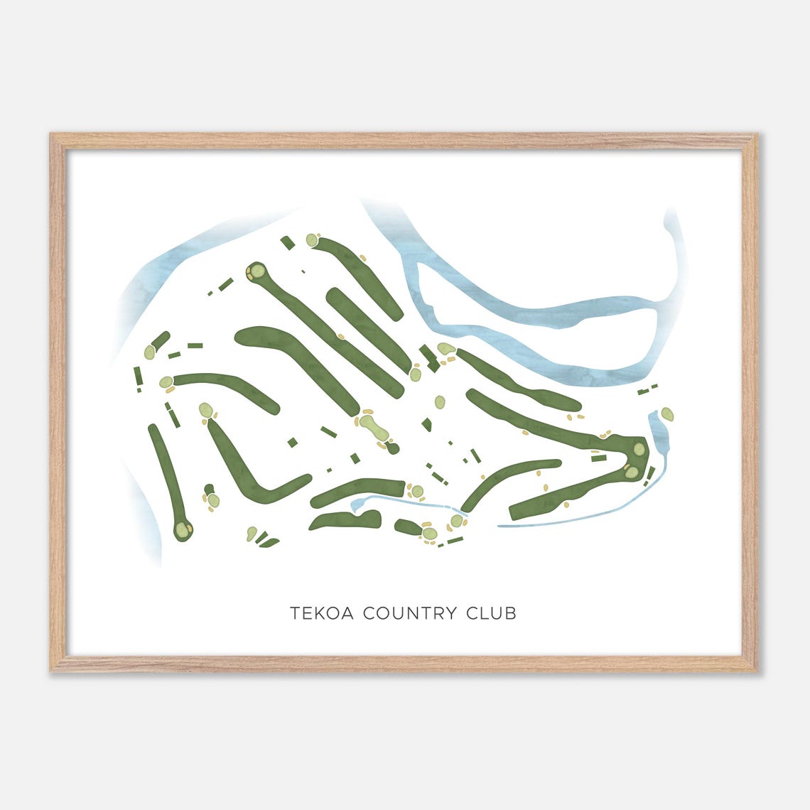 Tekoa Country Club Modern Minimalist Watercolor Golf Map Poster