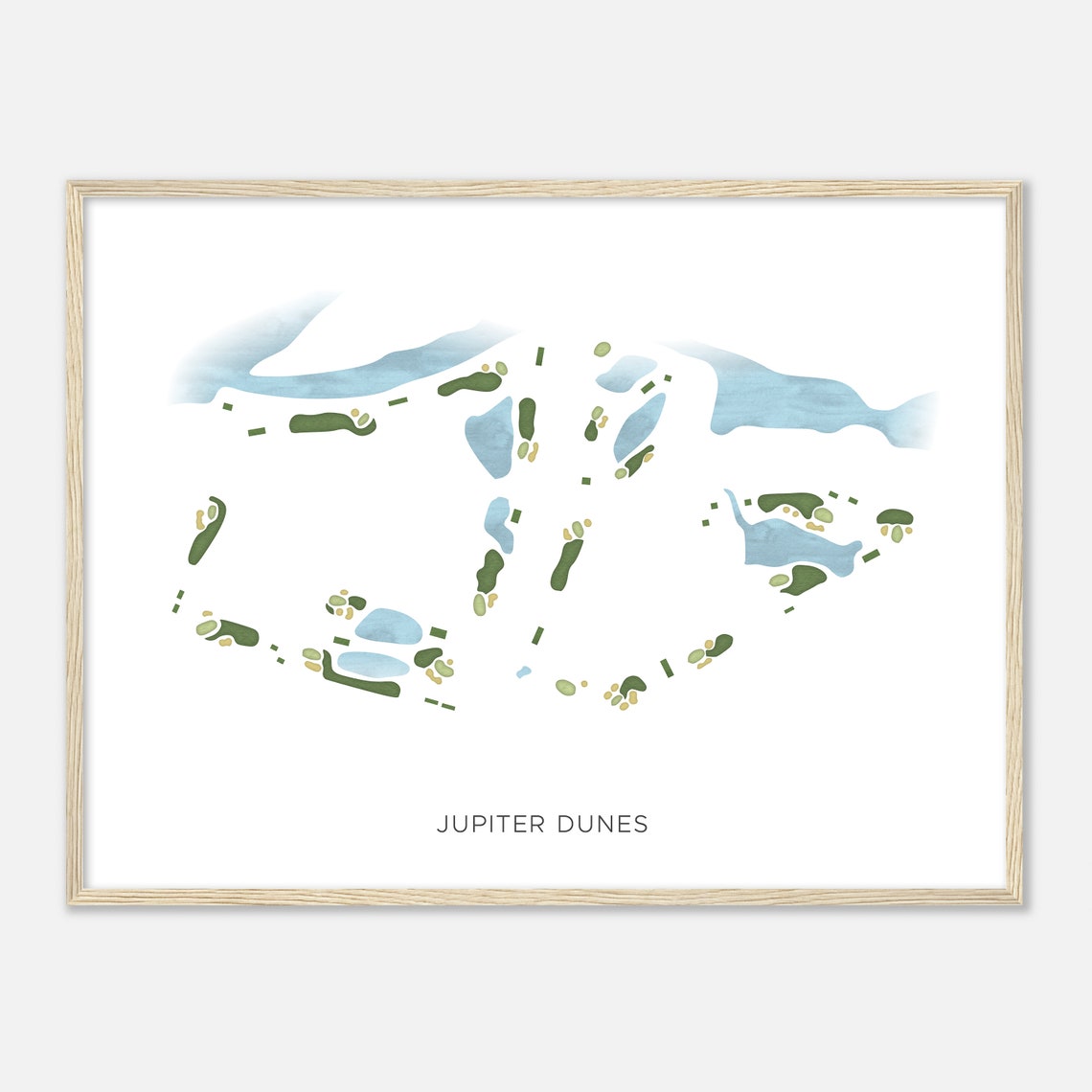 Jupiter Dunes Florida Modern Watercolor Golf Course Map Poster - Image 2