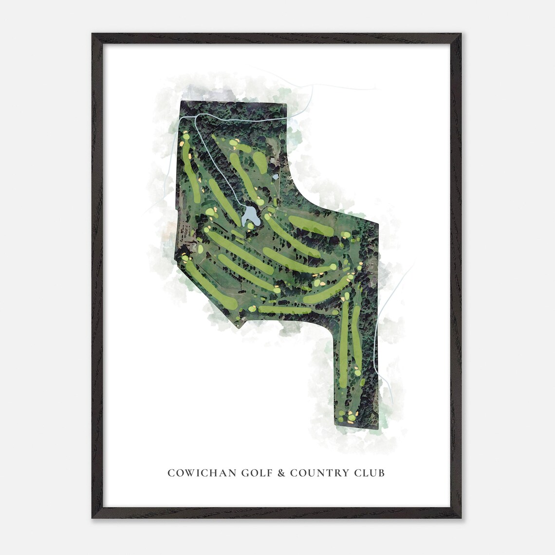 Cowichan Golf & Country Club Canada Classic Watercolor Course Map Poster - Image 2