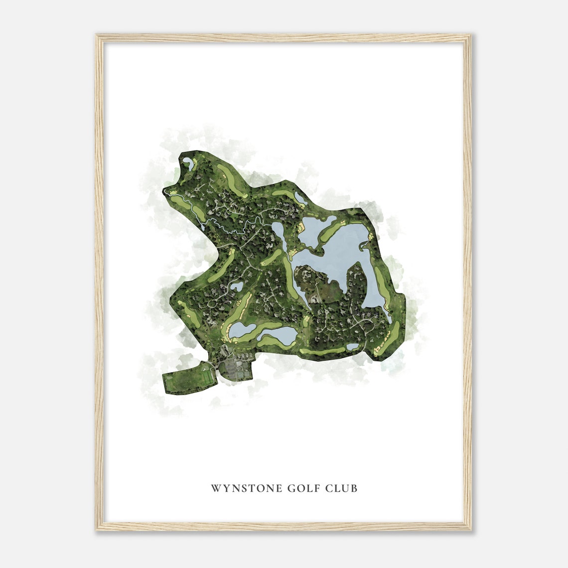 Wynstone Golf Club Watercolor Aerial Golf Course Map Poster Wall Decor - Image 2