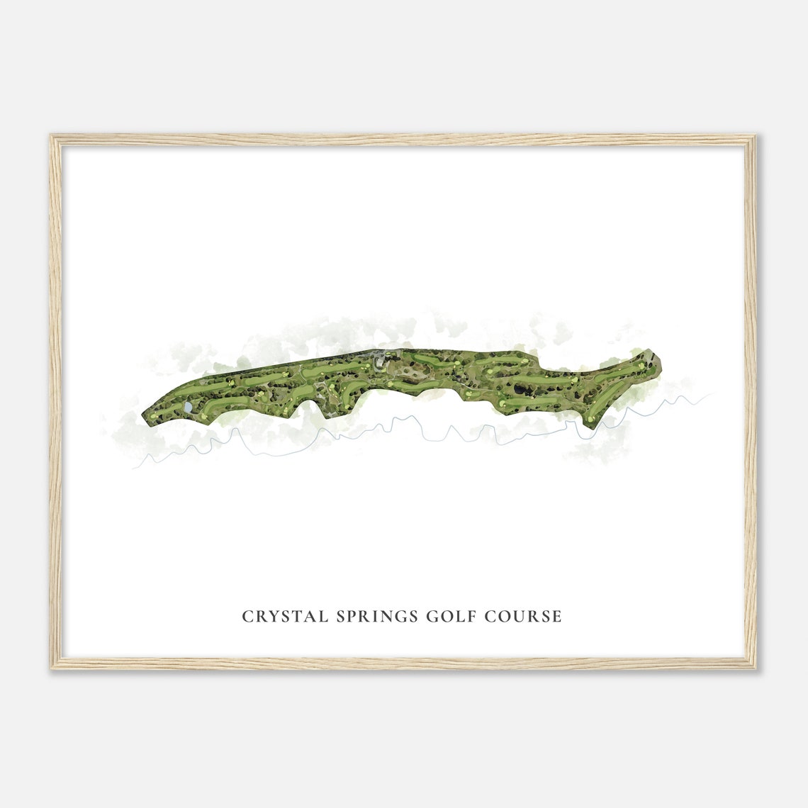 Crystal Springs Golf Course Classic Watercolor Map Poster Art