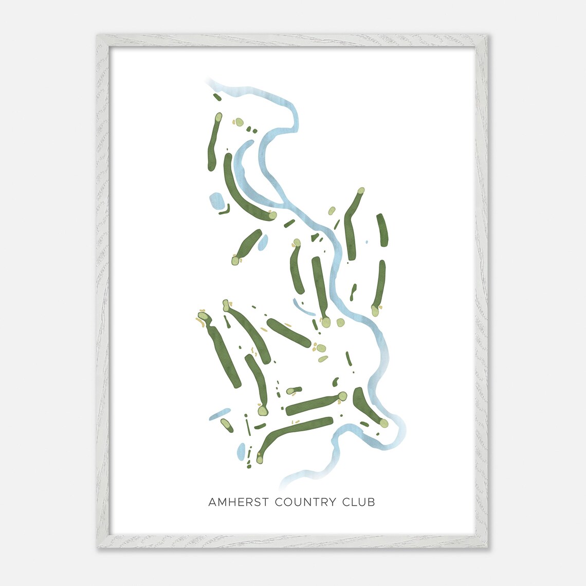 Amherst Country Club New Hampshire Modern Watercolor Map Poster - Image 2