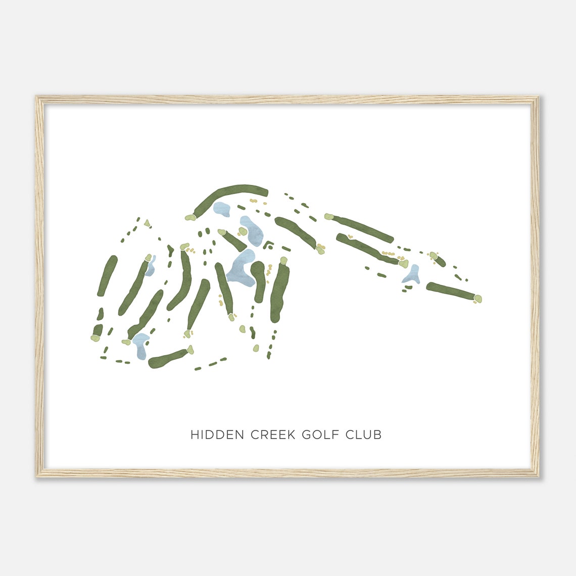 Hidden Creek Golf Club Minimalist Watercolor Fairway Map Poster - Image 2