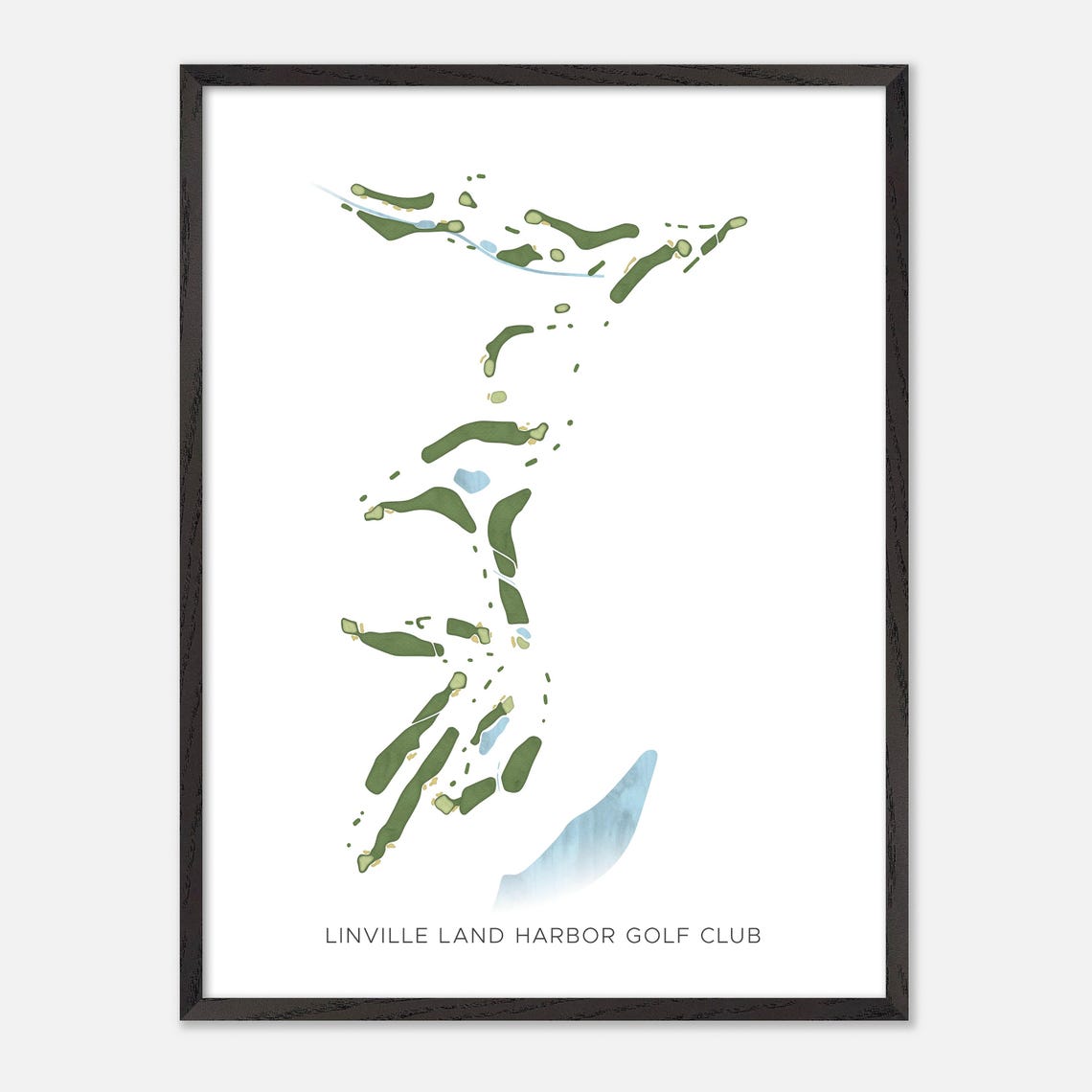 Linville Land Harbor Golf Club Minimal Watercolor Course Map Poster - Image 3