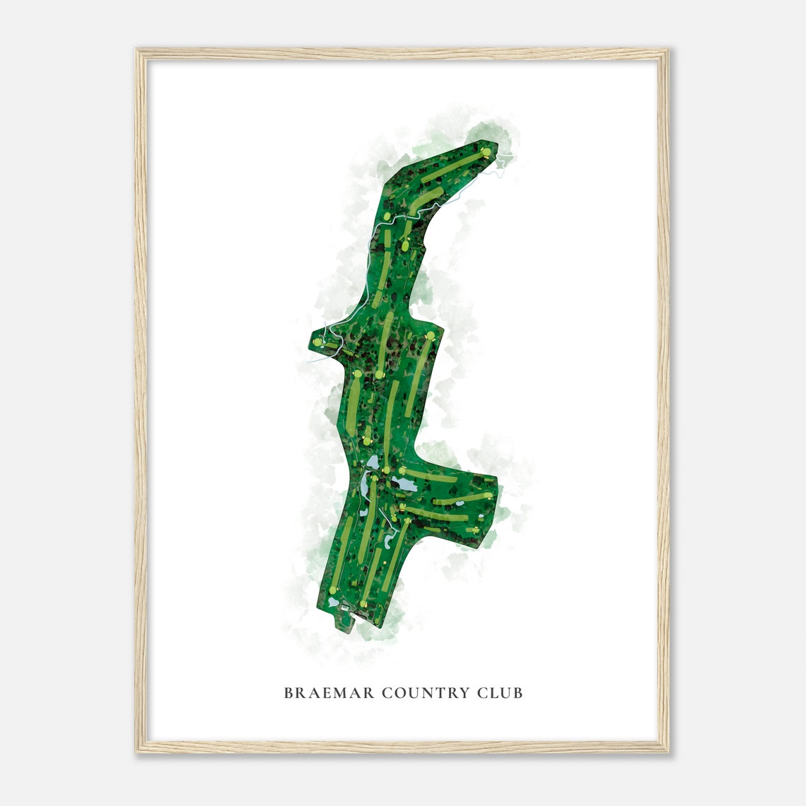 Braemar Country Club Classic Watercolor Golf Course Map Poster - Image 2